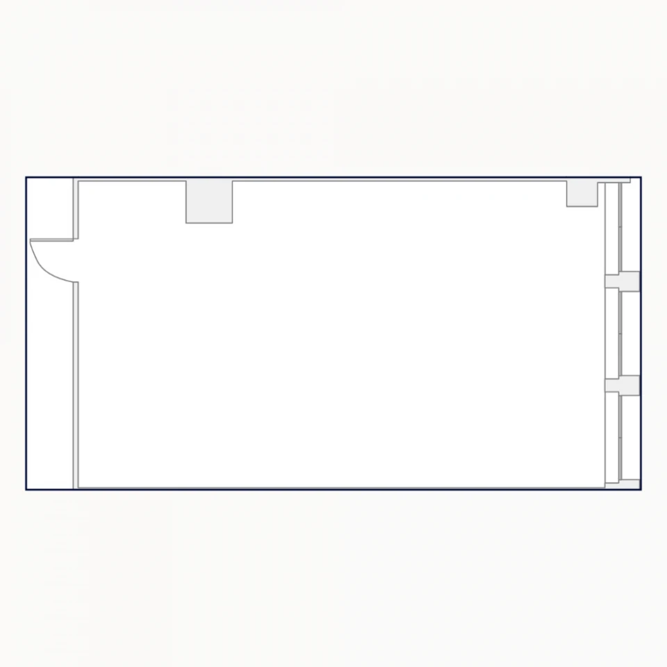 Grundriss der Rock Stage mit eingezeichneter Tür und Raumstruktur.