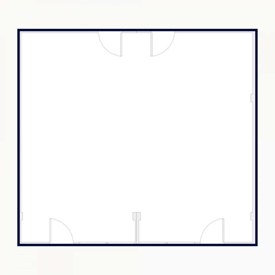 Grundriss des kombinierten Seminarraums „Kolumbien Bogotá & Cali“ mit zwei Seiteneingängen und zentralem Durchgang.