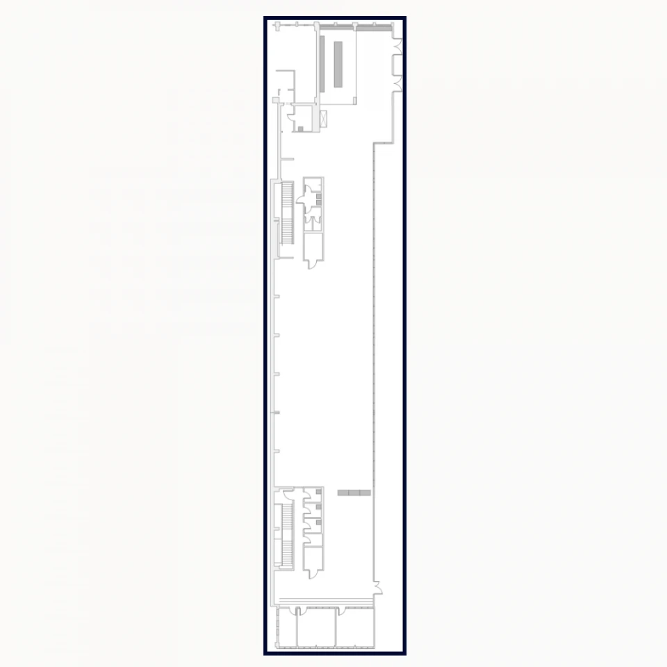 Grundrissplan der Eventfläche Mittelamerika mit schmalem, langgezogenem Layout und klarer Raumstruktur.